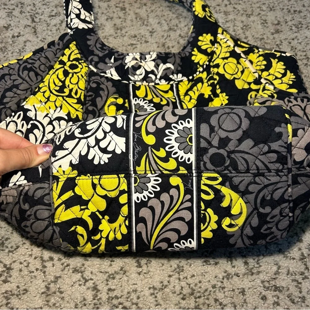Vera Bradley Black & Yellow Baroque Hobo Shoulder Bag